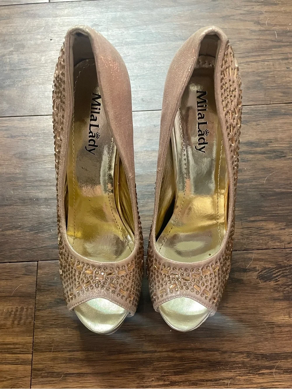 Women's Embellished Peep-Toe High Heels